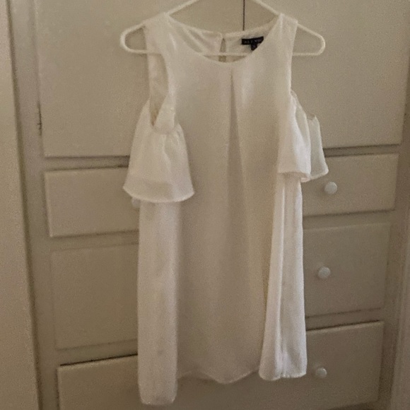 white dress with peek-a-boo shoulders - Picture 2 of 4